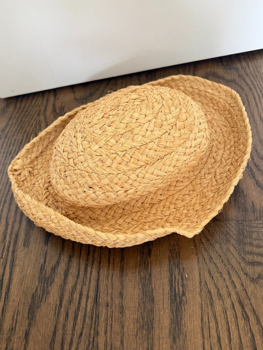 Helen Kaminski Straw Sun Hat Small Curved Brim Designer Hat with Crochet Detail